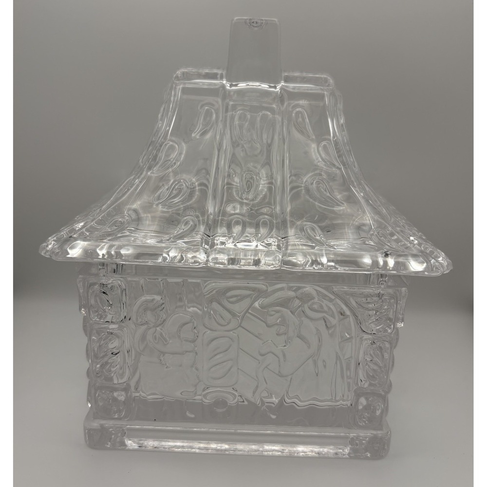 Vintage Goebel Crystal Hansel & Gretel  Gingerbread House Glass Candy Dish HEAVY